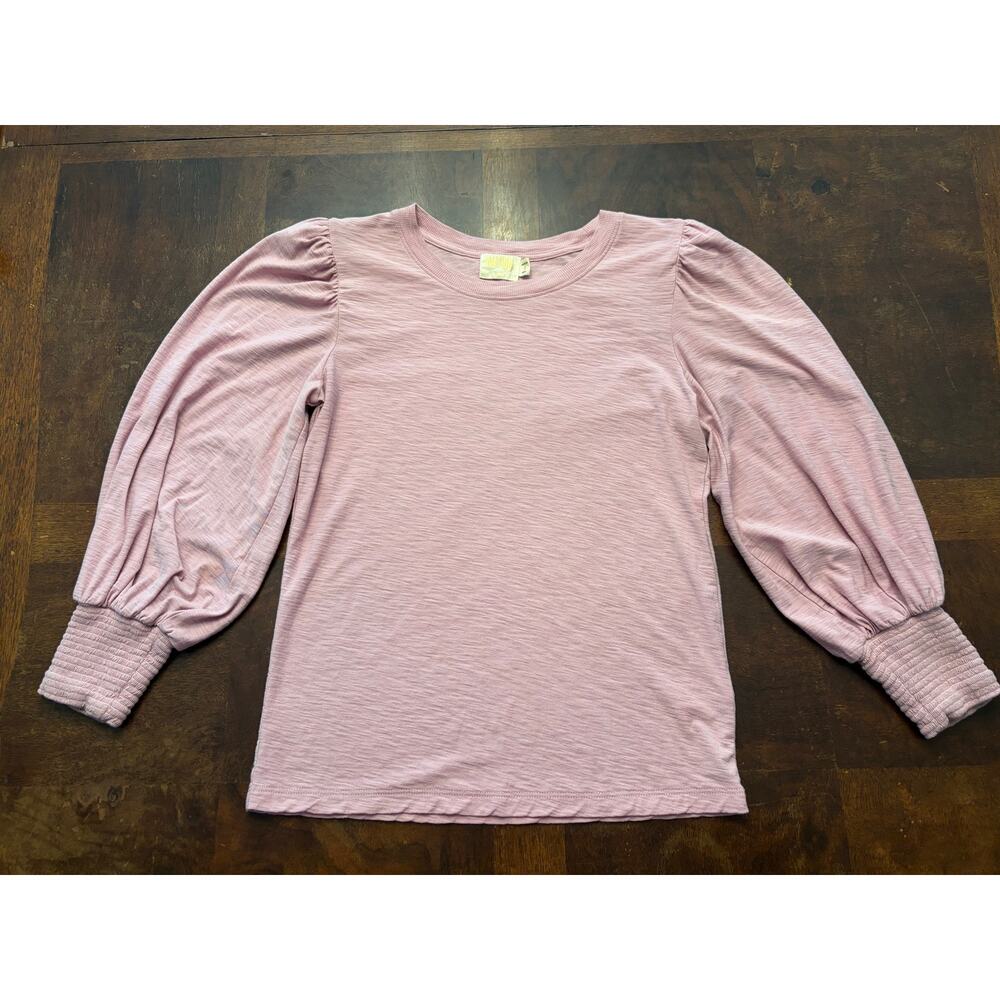 Nation Ltd Pink Puff Sleeve Pima Cotton Top Sz S Super Soft Lightweight